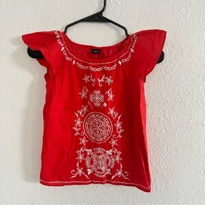 Gap Girls Red and White Short Sleeve Top Size 6-7